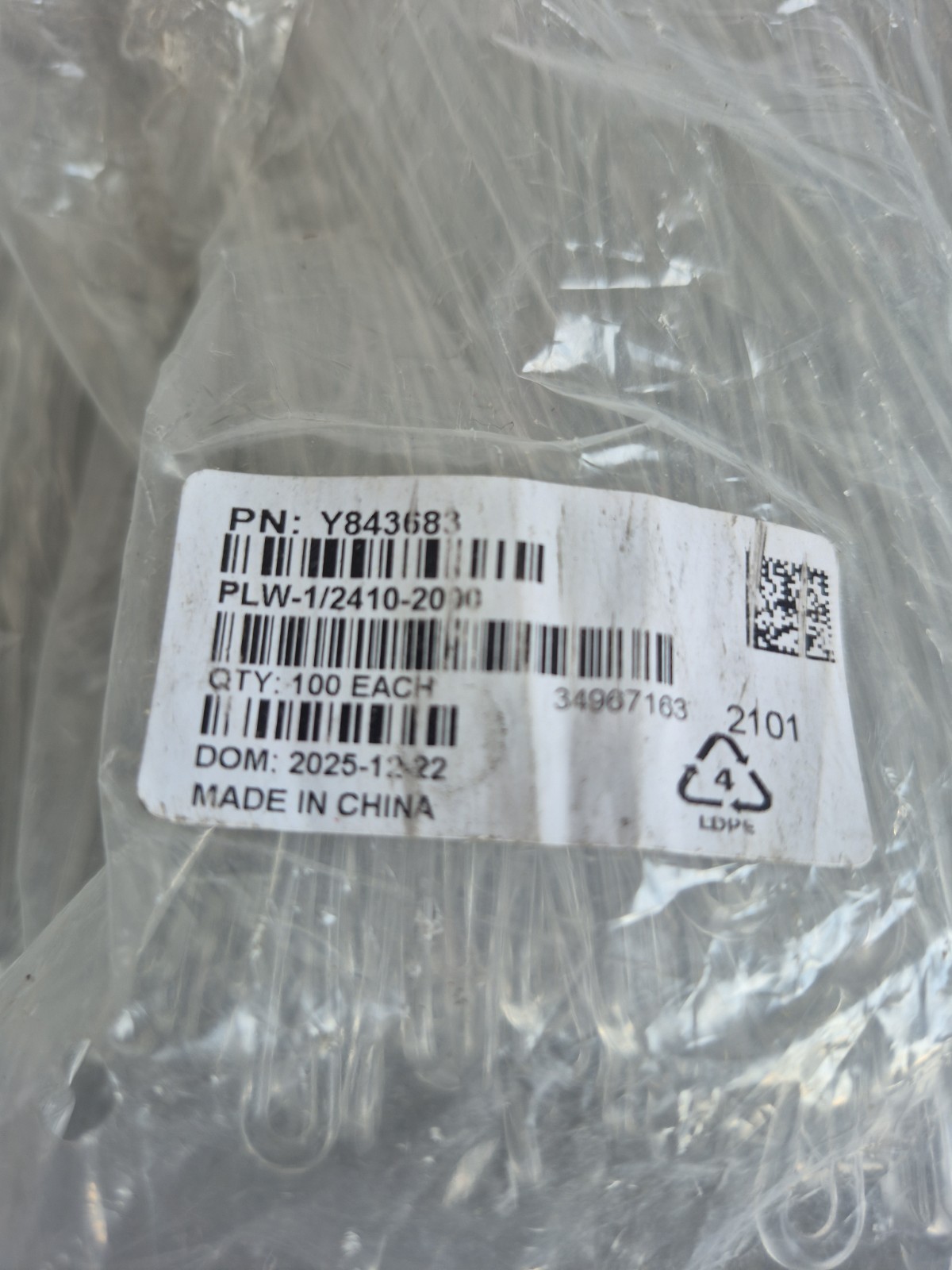 PLW-1/2410-2000 Y843683 Plastic Lab Loop Sticks Clear Pack Of 600!