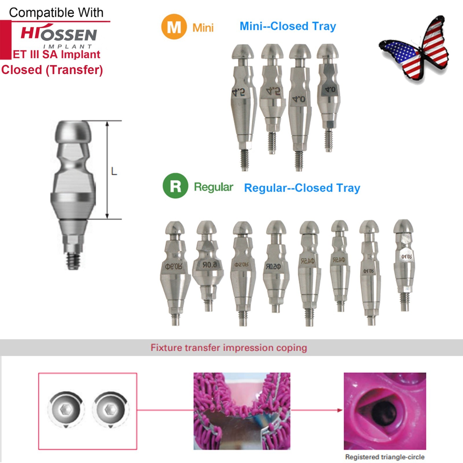 Fit Hiossen Locator/Healing Cap/Transfer lmpression Coping Open/Closed Abutment