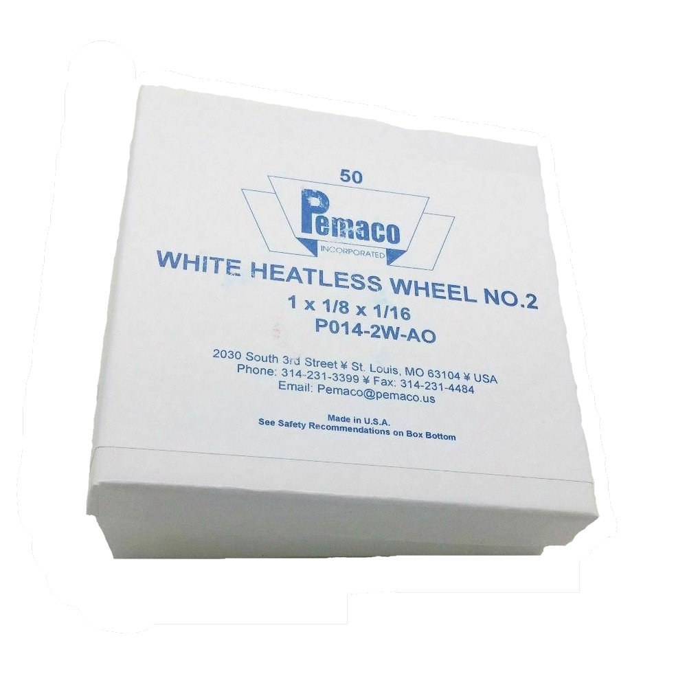 50x Dental Laboratory Pemaco White Abrasive Heatless Wheels Type 2 (1X1/8X1/16)