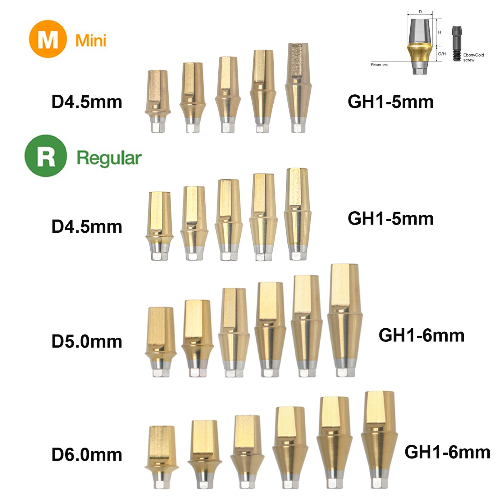 US Hex Mini/Regular Straight Transfer Abutment Compatible with Osstem Hiossen