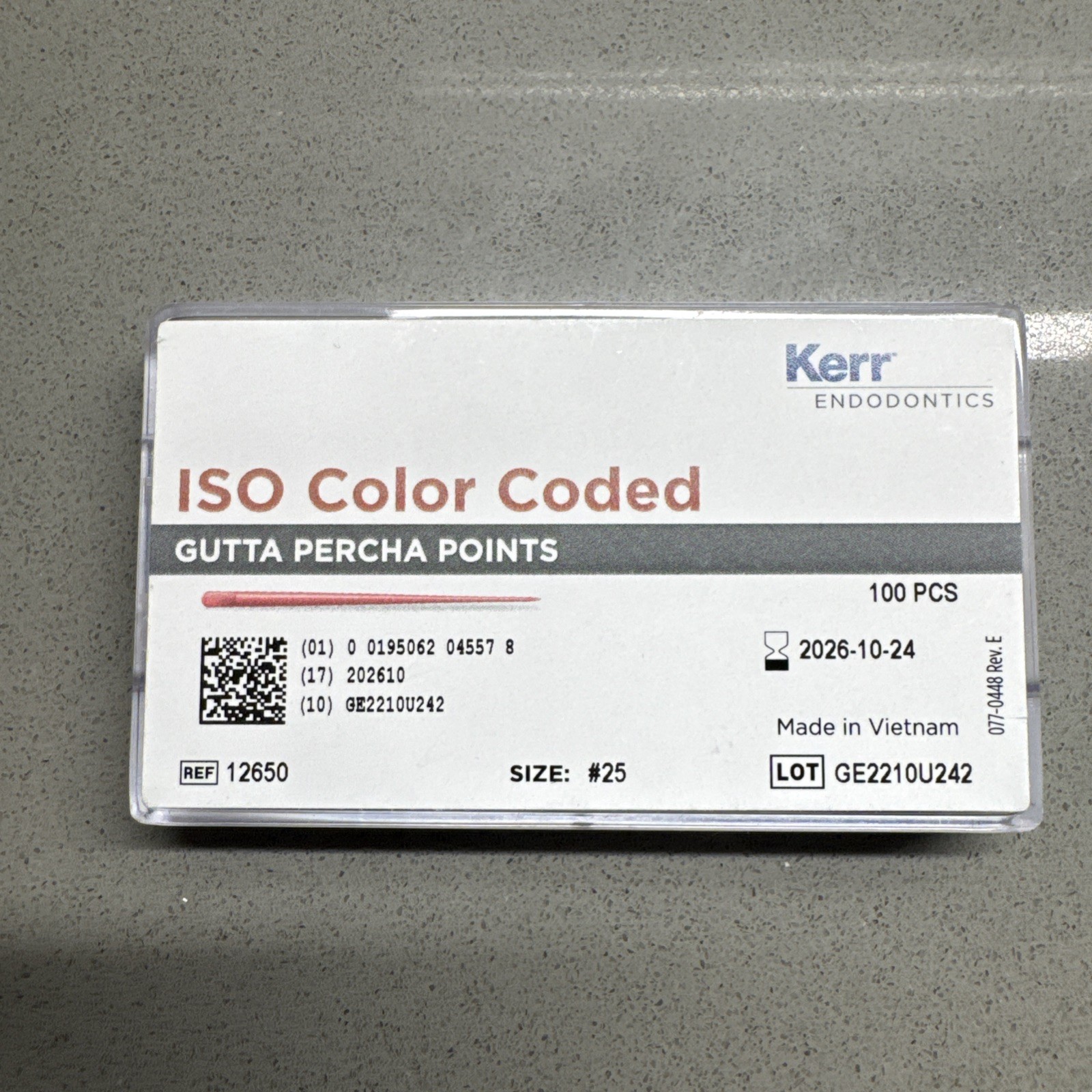 Kerr Dental ISO Color Coded Gutta Percha Points Size #25 100/Pk