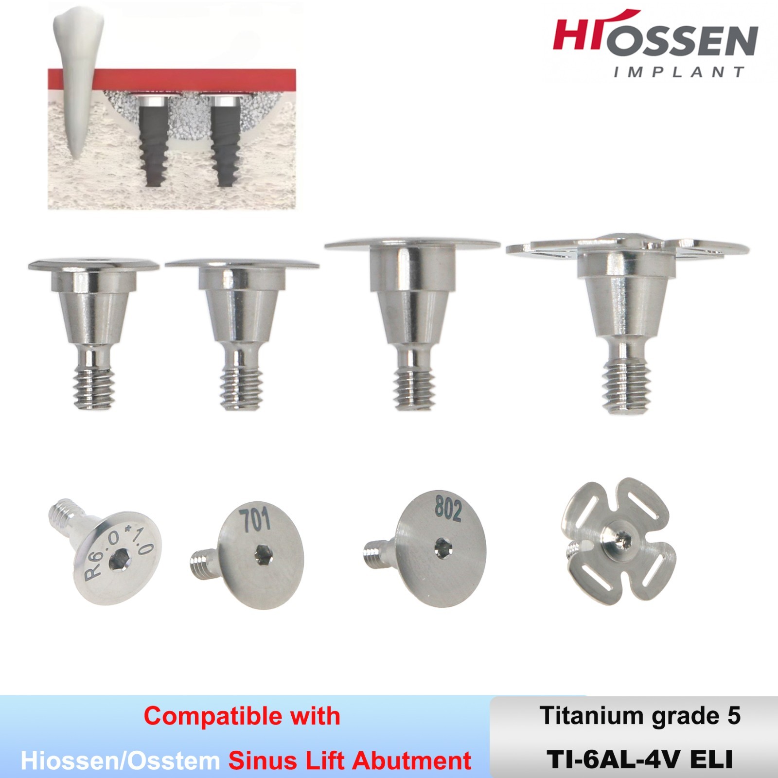 Sinus Lift Temporary Abutments Ti Superline fit Hiossen/DIO UFI/II R/CSM ITI RN