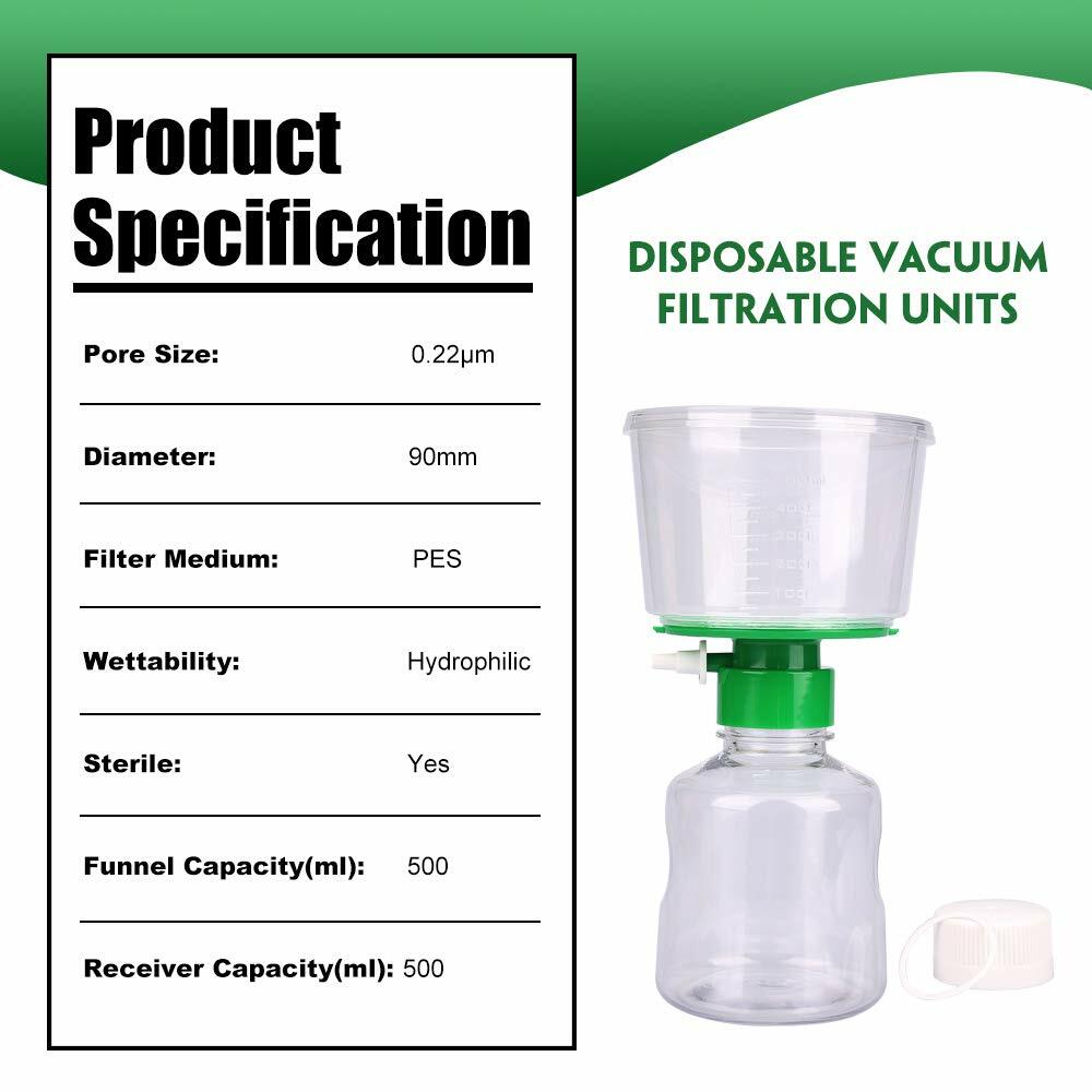 4pcs 500ml Plastic Filtering Flask Lab Bottle Vacuum Filter Adapters Funnel HPLC