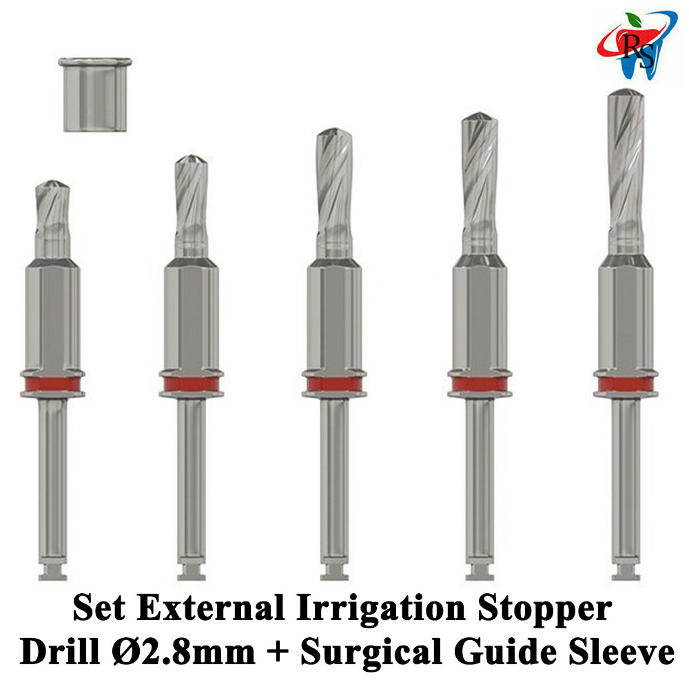 Dental External Irrigation Stopper Drill Ø2.8mm + Surg ical Guide Sleeve Set