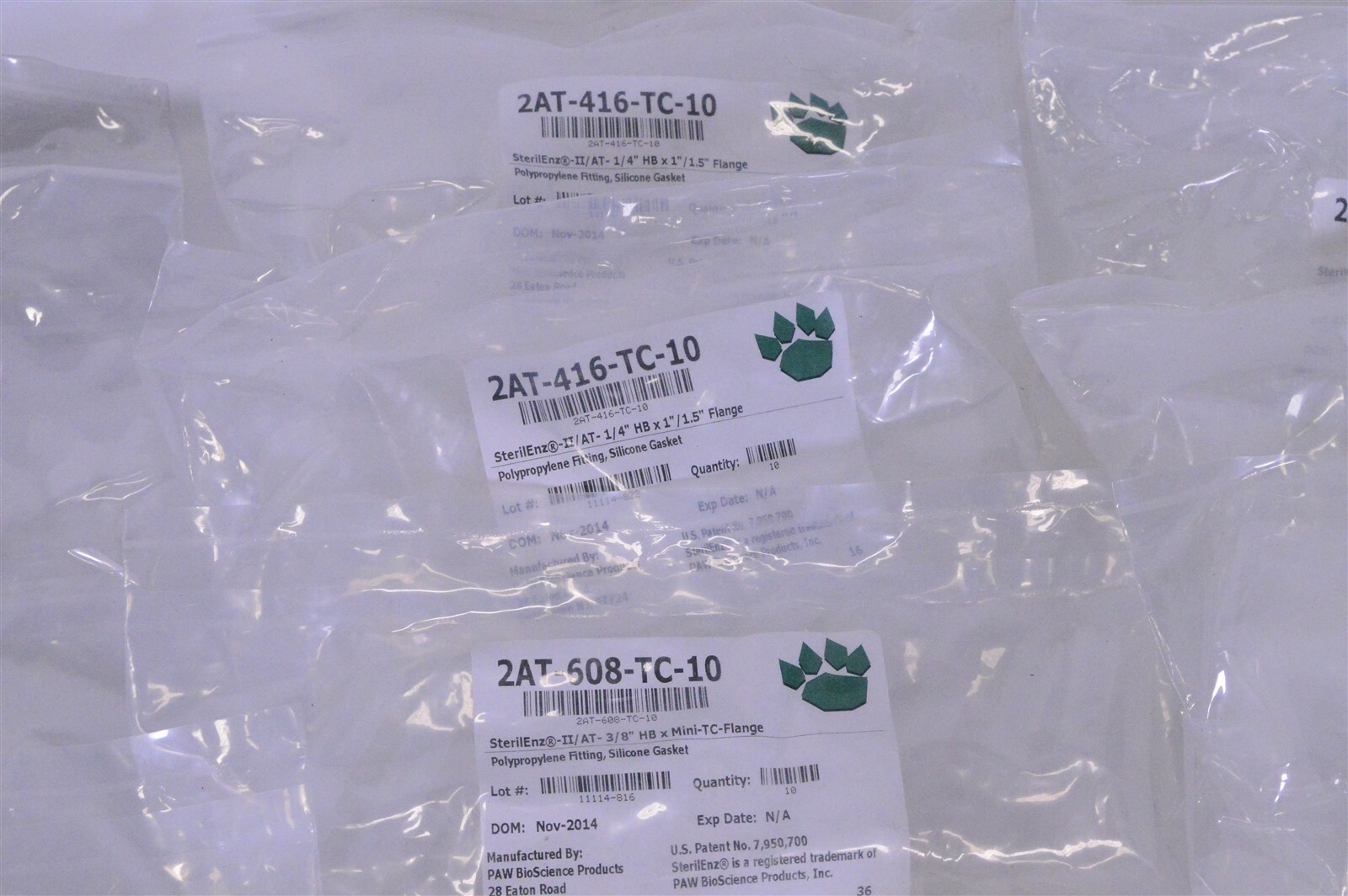 Lot of PAW BioScience Polypropylene Gaskets Mini-TC Caps Gamma-Stable