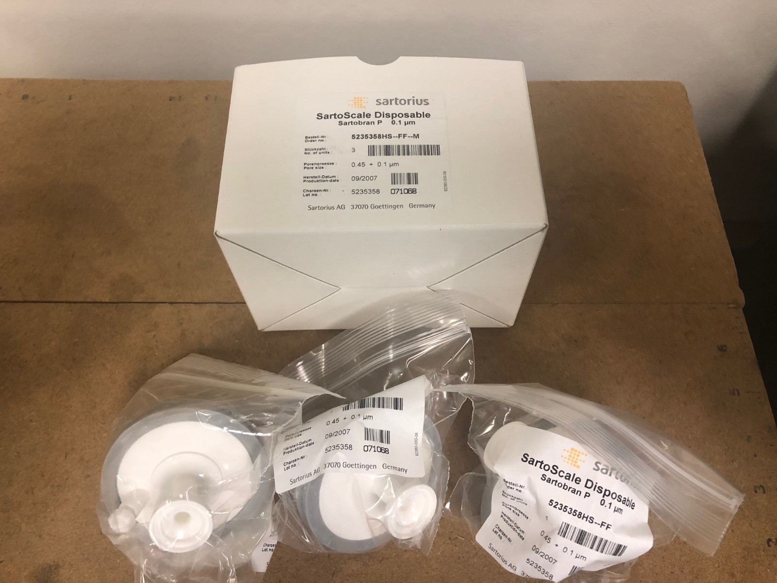 Sartorius 5235358HS–FF–M Sartobran P 0.1 um SartoScale Disposable Lot of 3