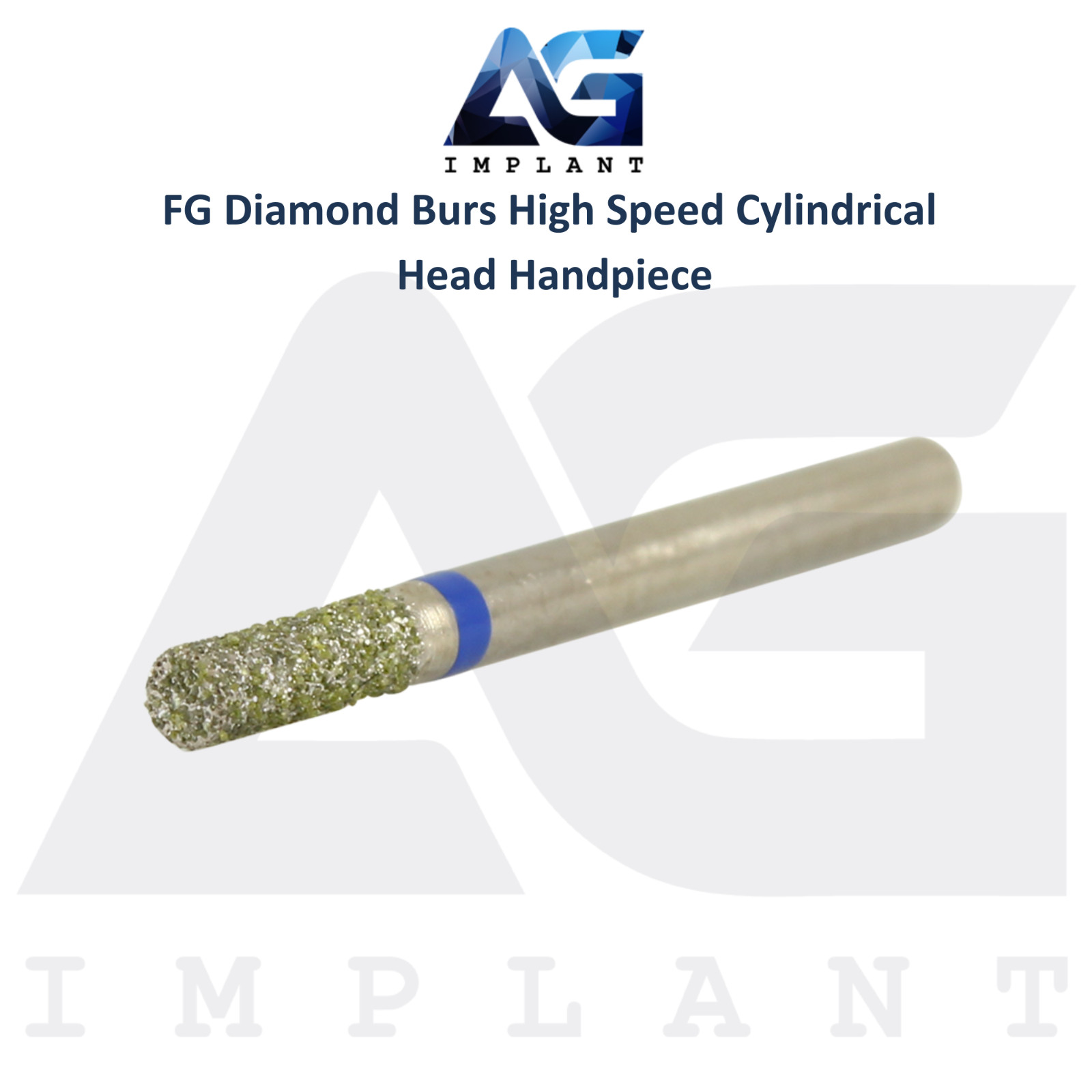 Dental FG Diamond 10 Burs High Speed Cylindrical Head Handpiece Stainless Steel
