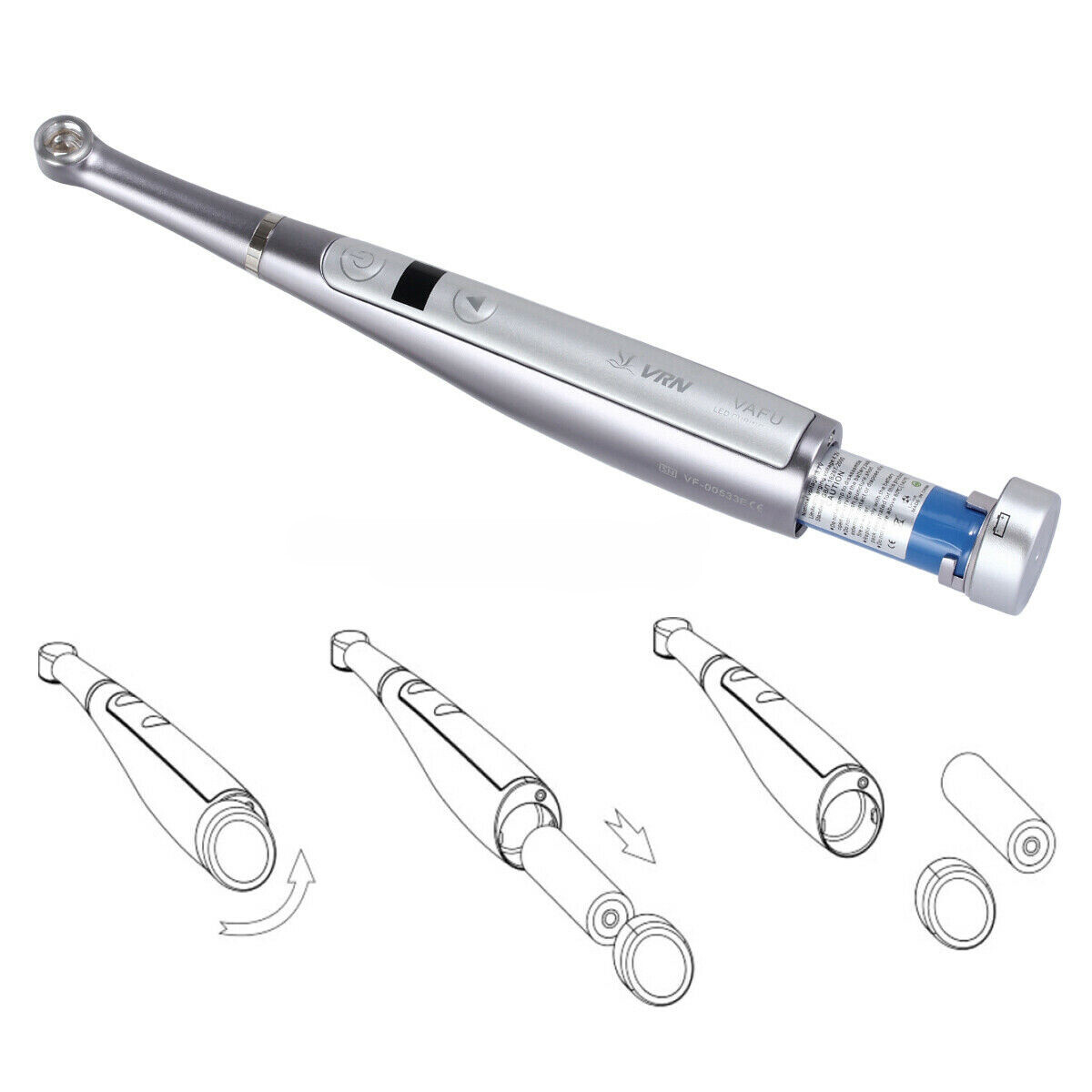 Dental LED Curing Light 1 Second Metal Body with Caries Detector Built Meter US