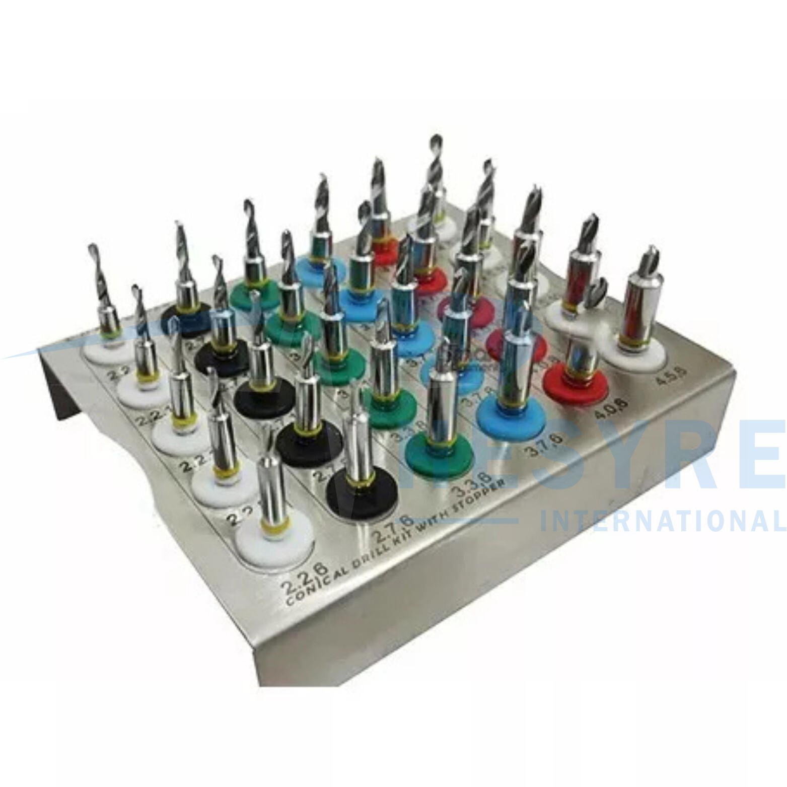 30 Pcs Kit Stopper Universal Dental Implant Conical Drills with Box