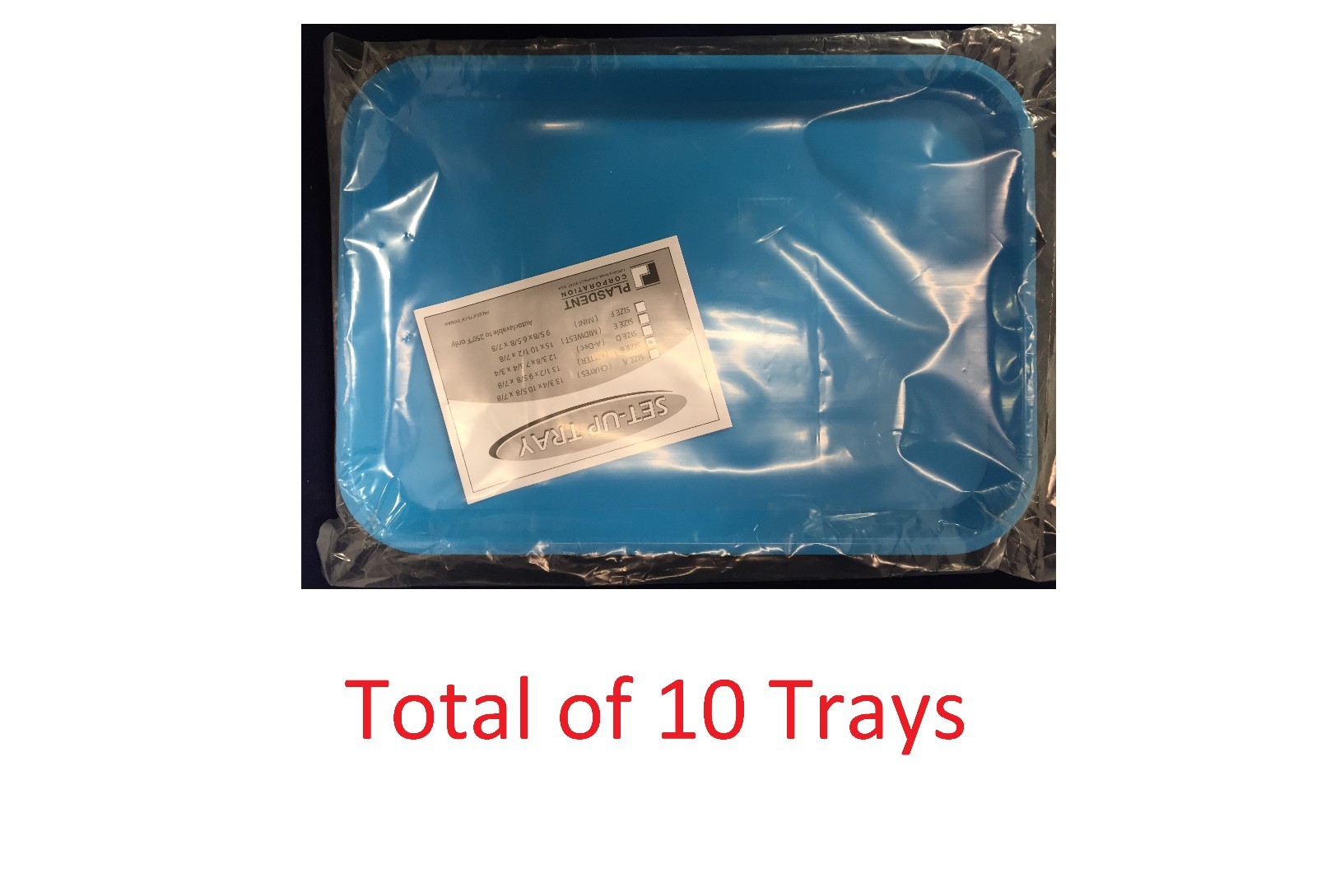 Plasdent Dental Instrument Flat Setup Trays Size B Neon Blue 10/Pack