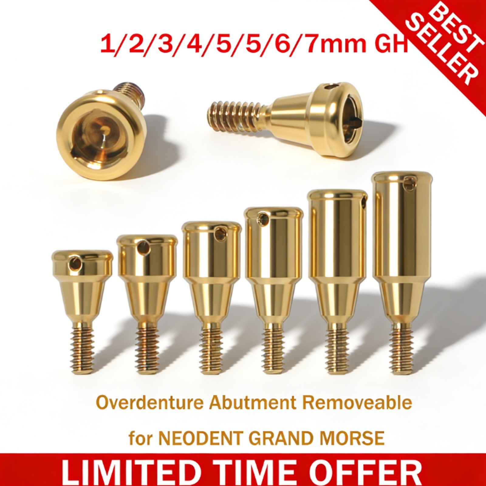 Overdenture Locator Abutment Neodent GRAND MORSE GM Male Caps Inserts Core Tool