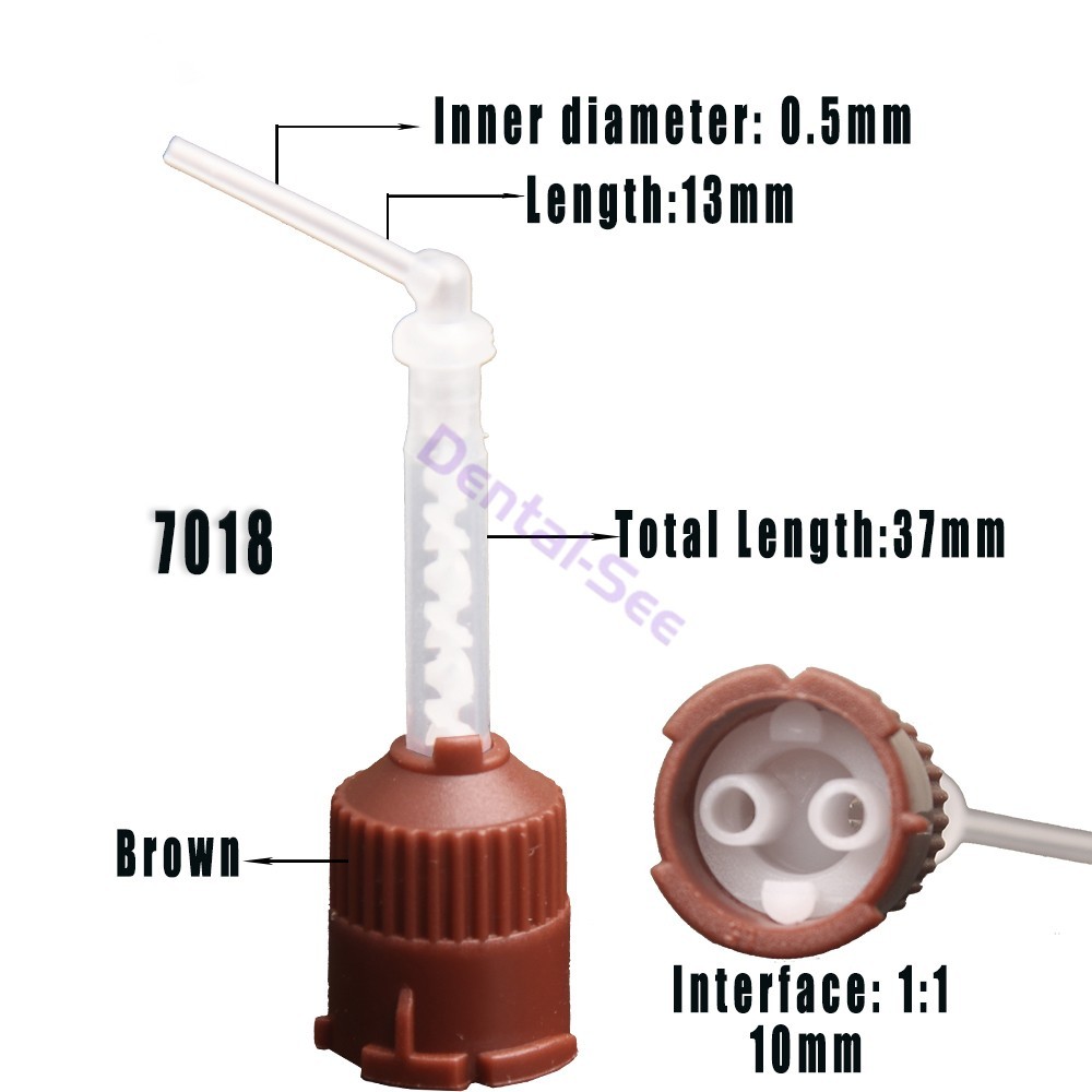 Dental Disposable Mixing Tips 1:1 Brown 50Pcs/Pack USA