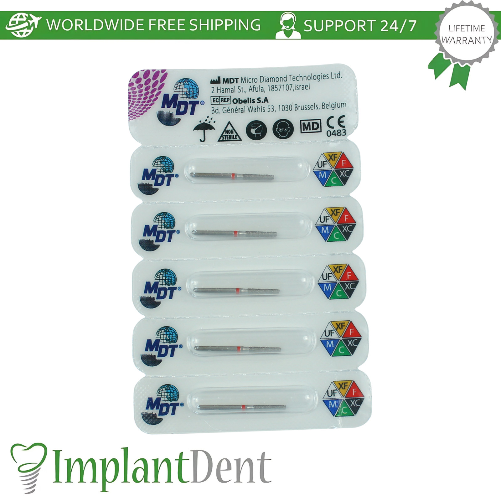 Dental MDT Round Edge Taper FG Diamond Burs 546 Smooth Contouring Crown Prep