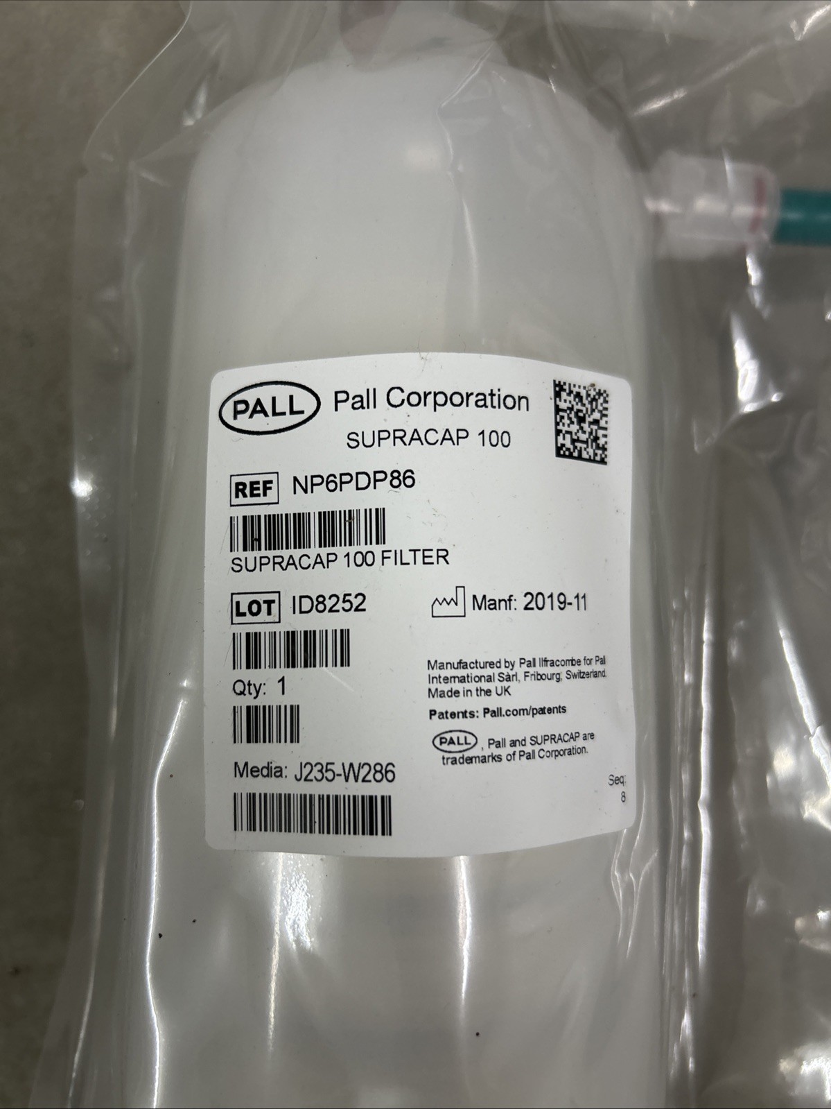 CYTIVA / PALL NP6PDK56 Supracap 100 depth filter capsule, in-line style, 10 in