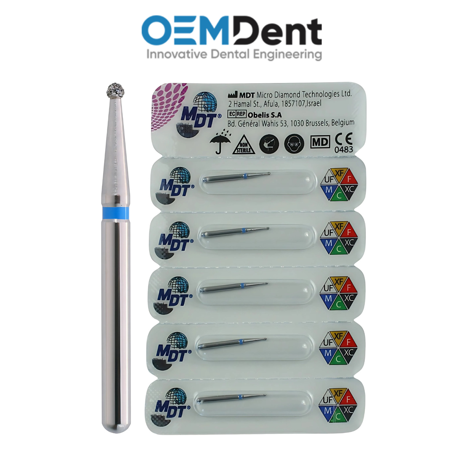 MDT FG Diamond Burs Round 001 Cavity Prep Caries Removal Dental Restorations