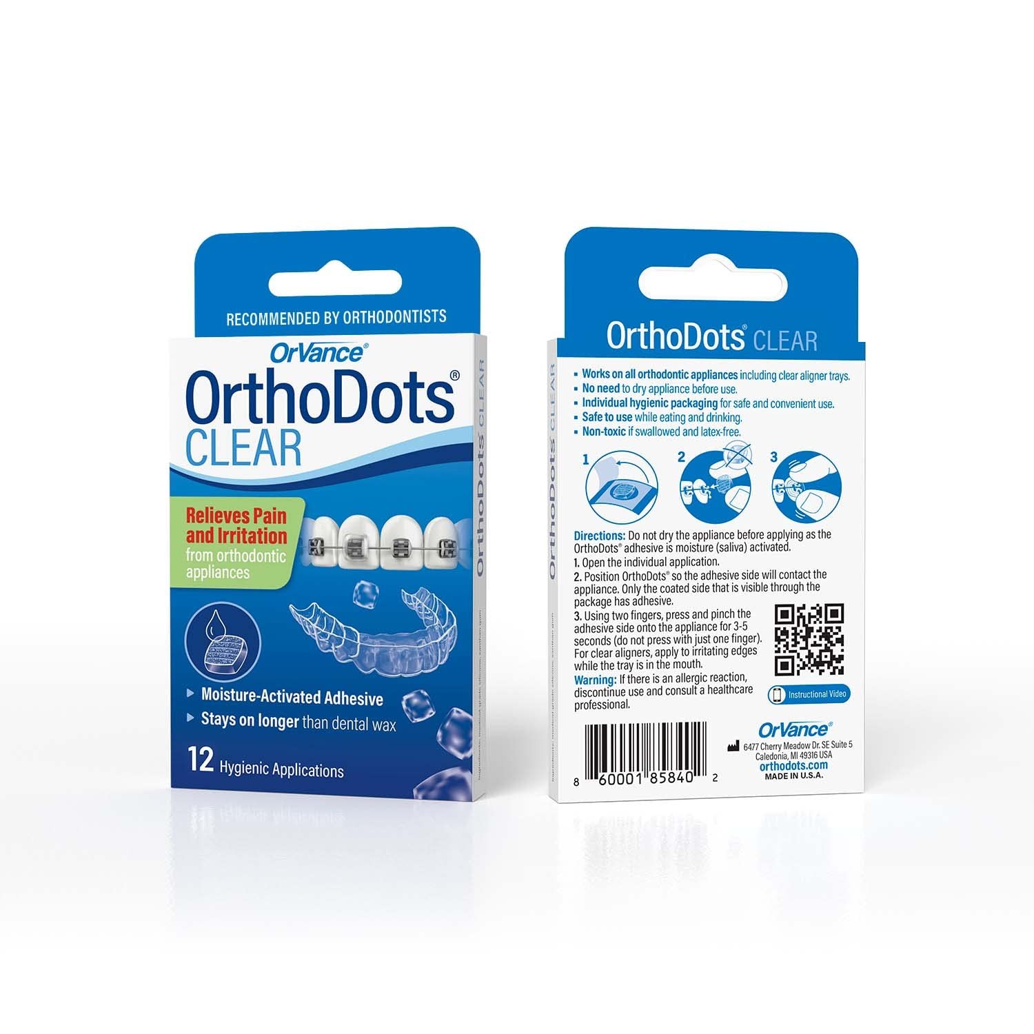 OrthoDots CLEAR – 24-Hour Protection | Sticks 12 Count (Pack of 2), Clear