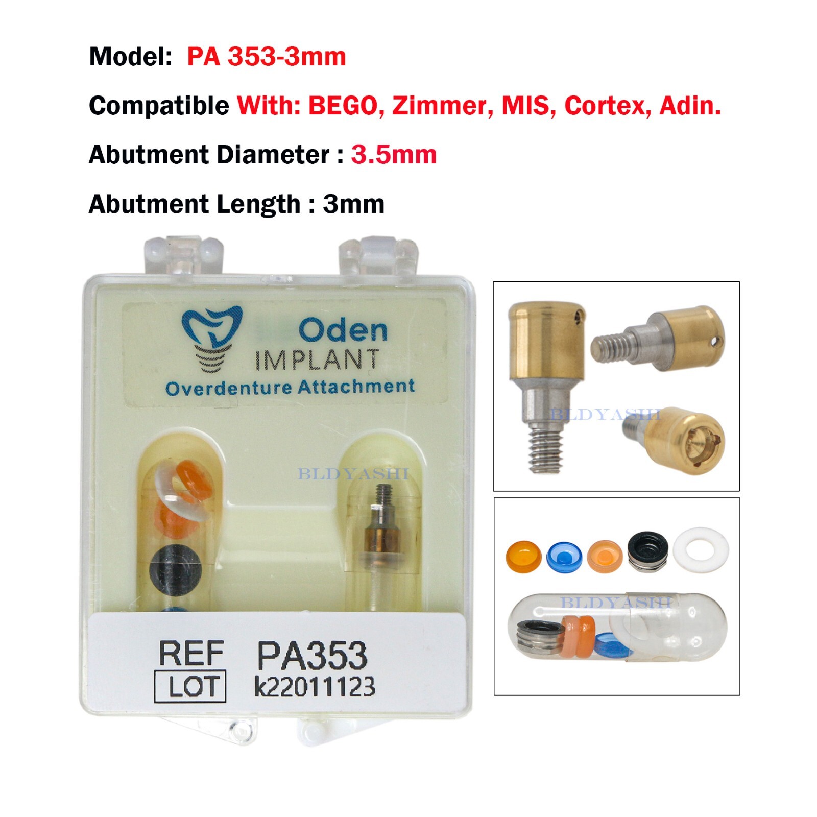 Dental Locator Abutment Male Cap Tool for ZIMMER Screw-Vent 3.5/Adin
