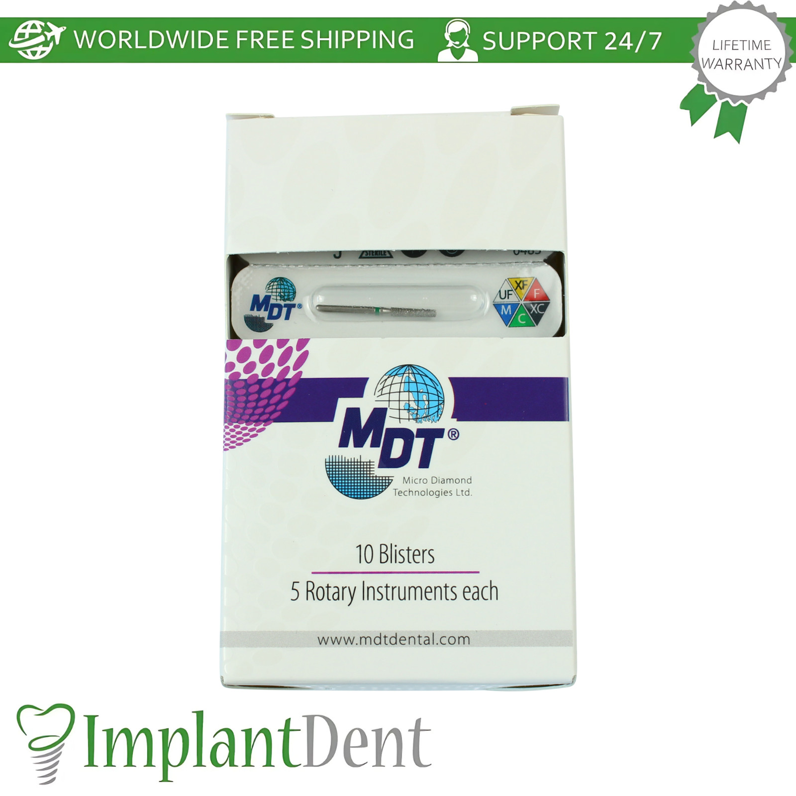 Dental MDT Round Edge Taper FG Diamond Burs 546 Smooth Contouring Crown Prep