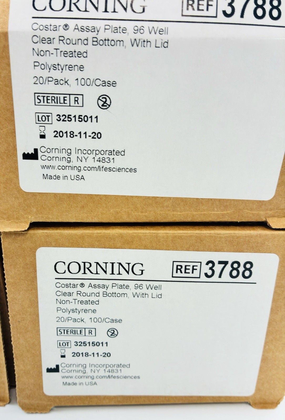 💥SEALED CORNING 3788 96-well Clear Round Bottom Polystyrene Microplate 4x Boxes