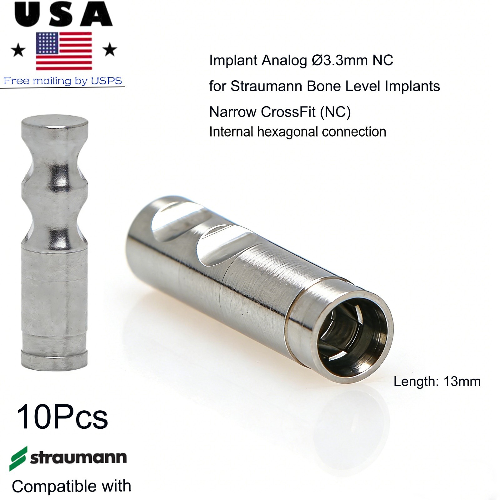 10Pcs US Dental NC Analog Replica Platform Bone Tissue Level Fits Straumann ITI