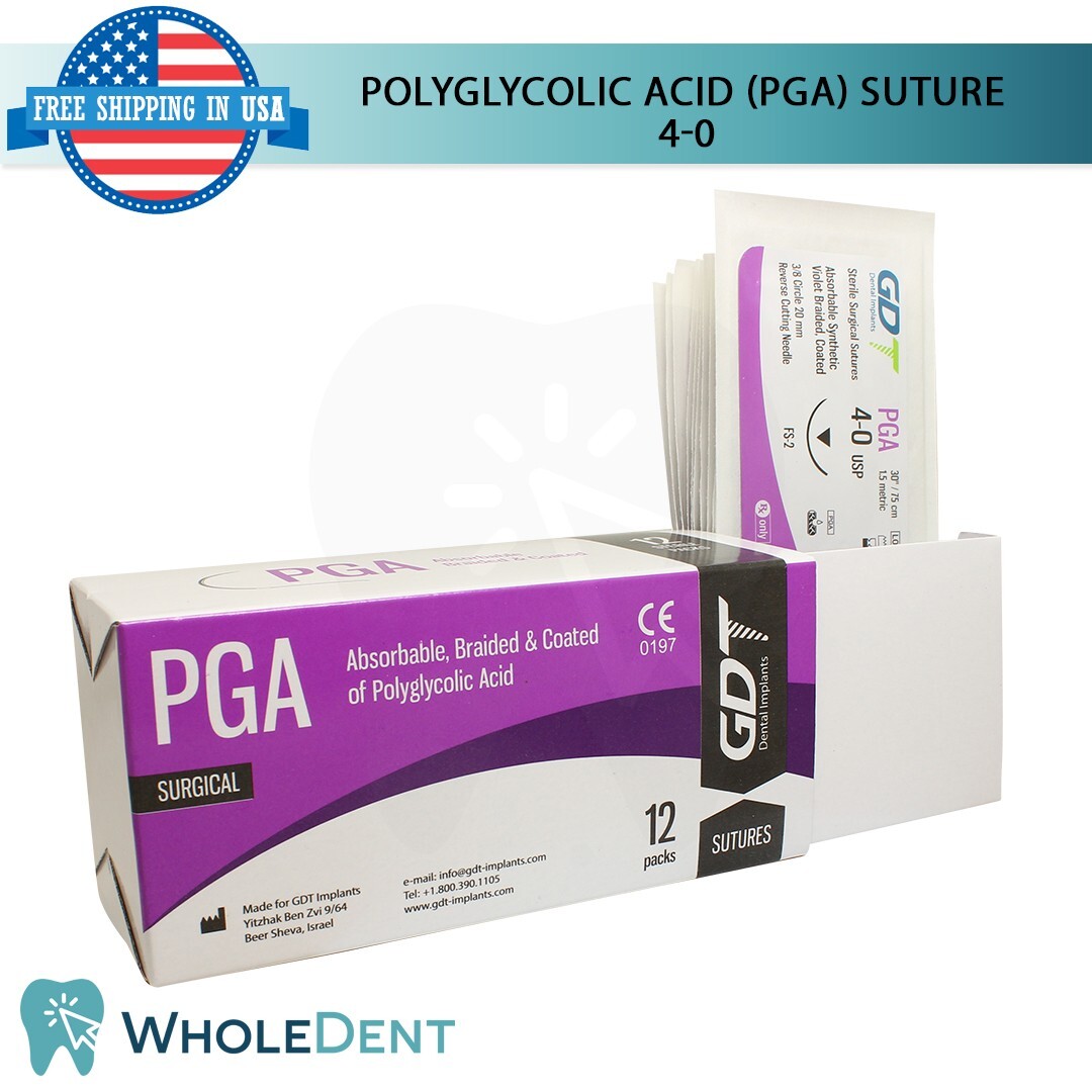 P G A Sut ure Sewing Thread 3/8 Circle Reverse Sterile 4-0