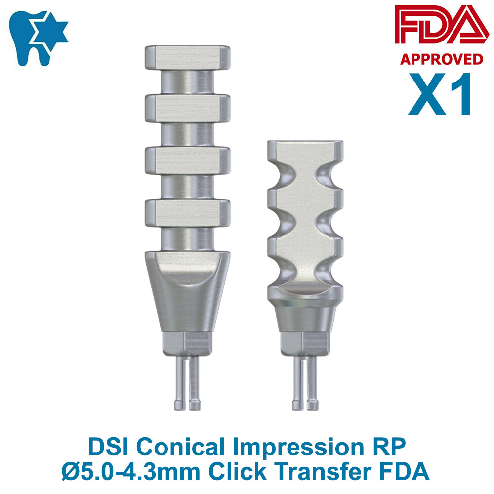 1x DSI Dental Conical Impression Coping Regular RP Ø5.0-4.3mm Click Transfer