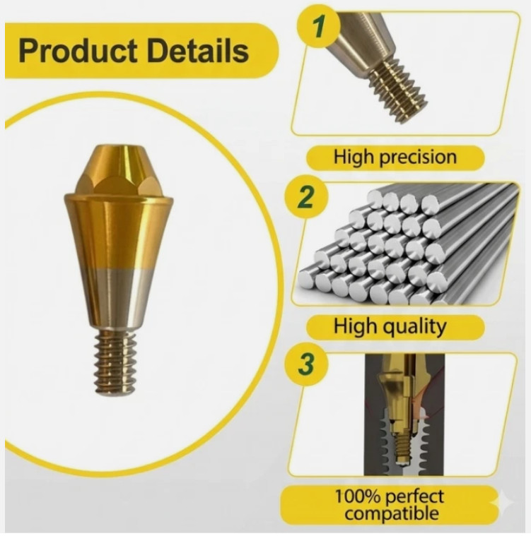 6pcs TSMA-5020R Multi unit straight abutment fits to Hiossen Osstem platform