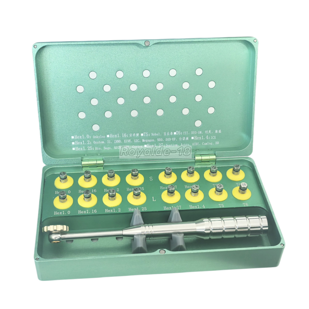 Dental Implan Screwdriver Tool Hand Torque Wrench Screw Metal Kit Hex T5/6 S/L