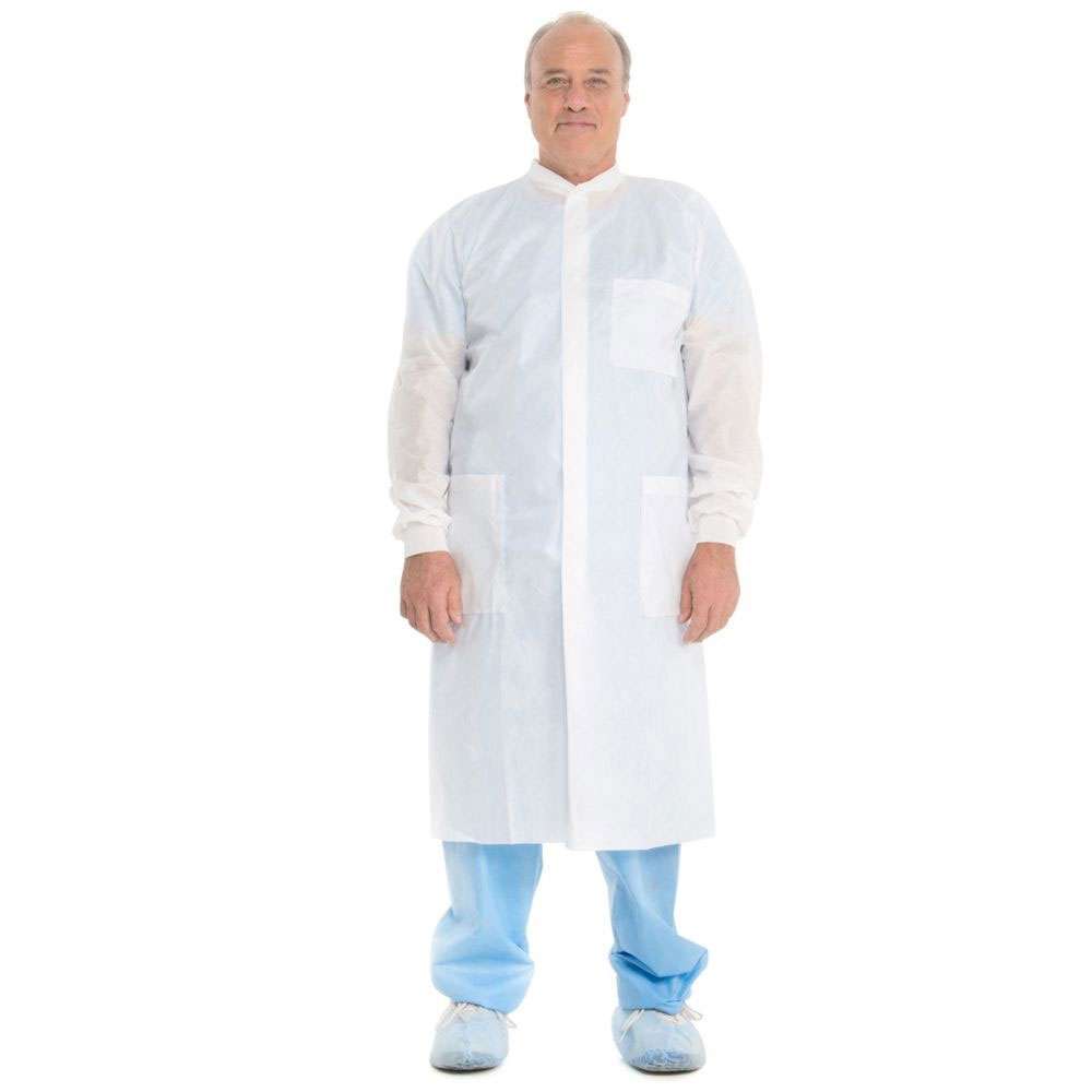 Halyard Basic Plus Lab Coat, Small, White, 25/Box