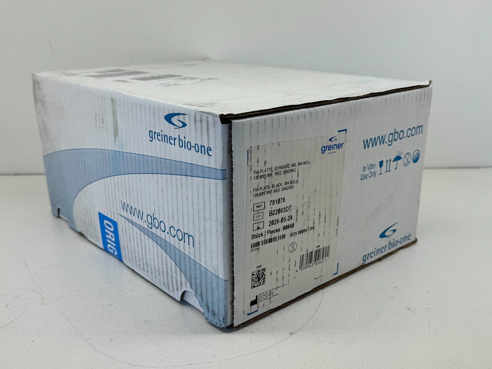 (Case of 40) Greiner Bio-One 781076 FIA-Plate Black 384-Well Microplate