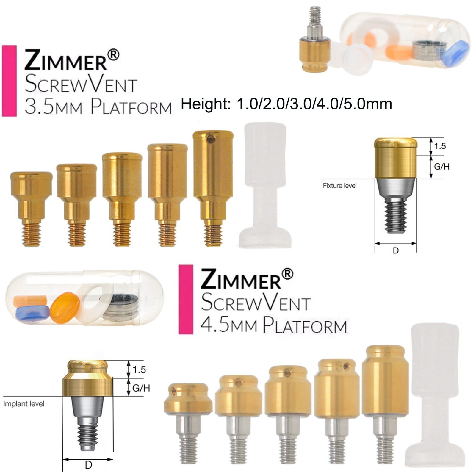 US Overdenture Locator Ti Abutment Fit Zest Retention Caps Hiossen Nobel Zimmer