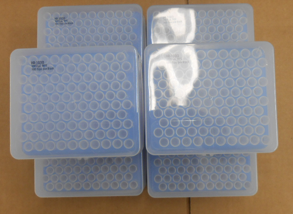 LOT OF 6 HR-1000 1000µl TIPS 100 TIPS PER RACK