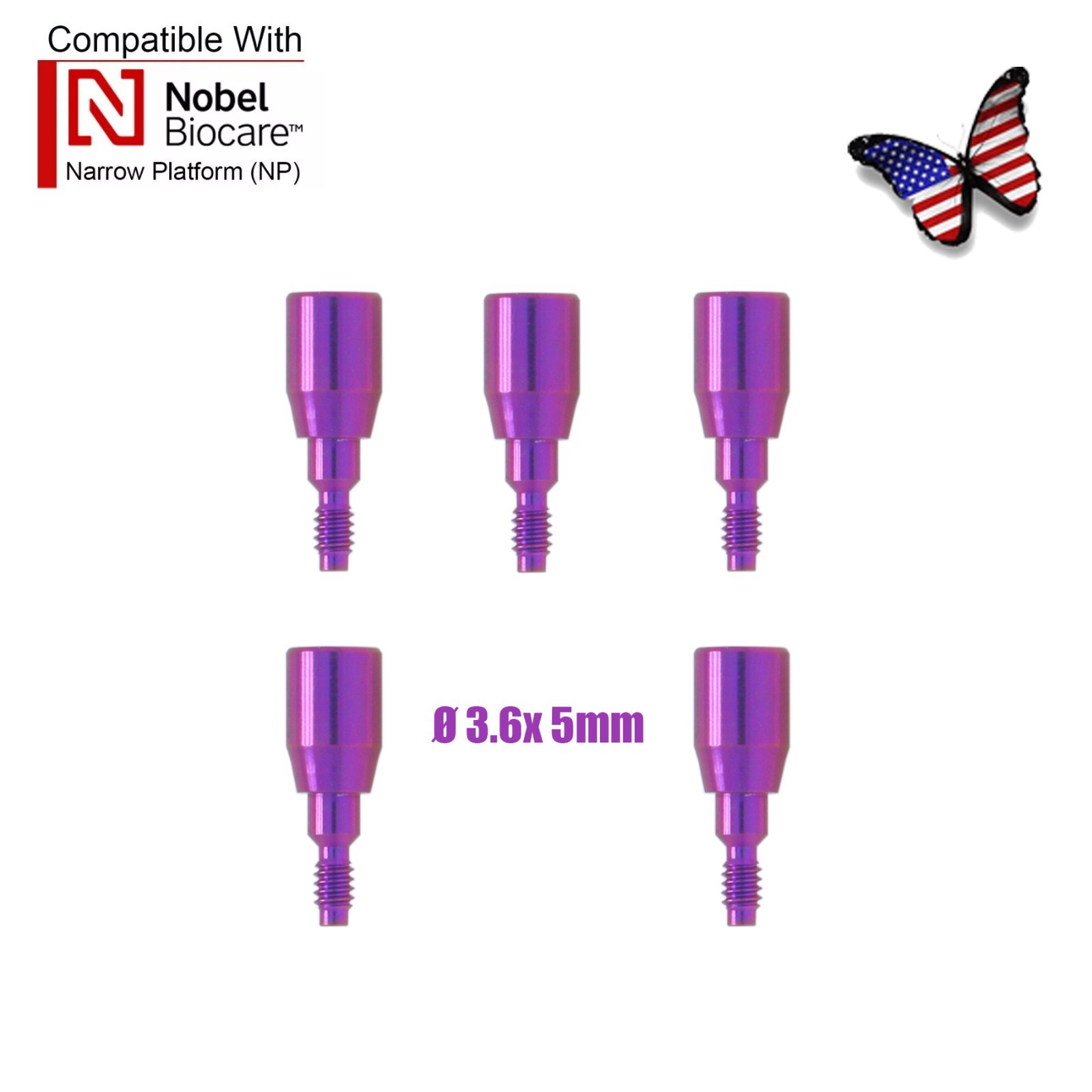 US Nobel Dental NP Healing Cap Abutments ∅3.6/5.0mm Fit Compatible NobelActive