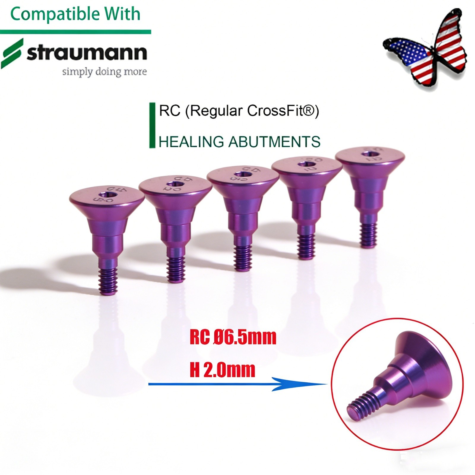 Straumann RC Healing Abutment & Closure Screw BLT Bone Level Titanium 5pcs/set