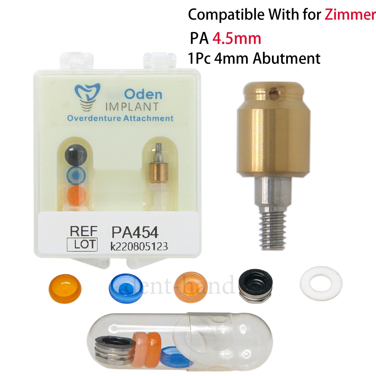 1PC Dental PAØ4.5mm Attachment Abutment 4mm&Overdenture Male Caps Kit for Zimmer