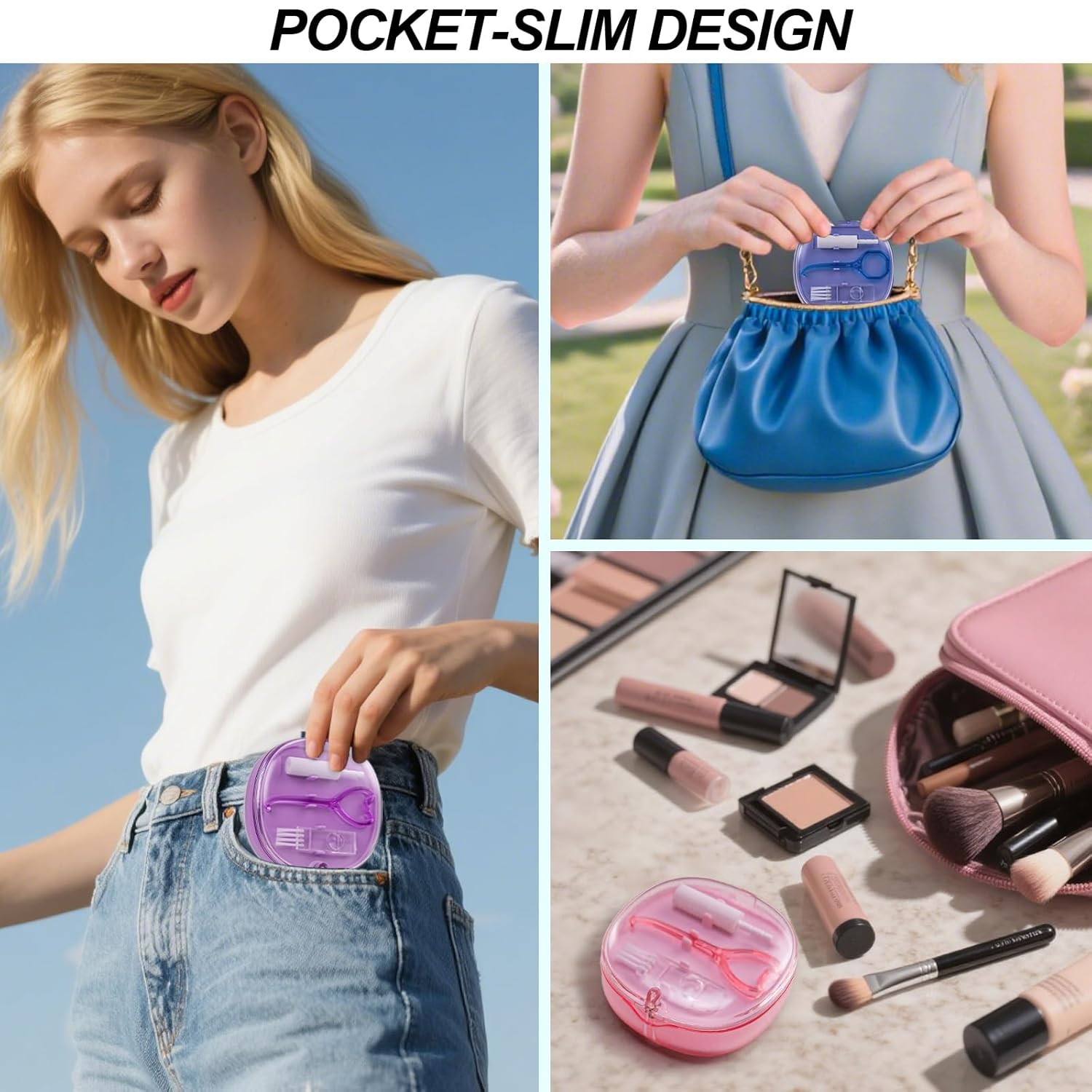 Pink Aligner and Retainer Case Double-Layer Cute Slim Braces Transparent