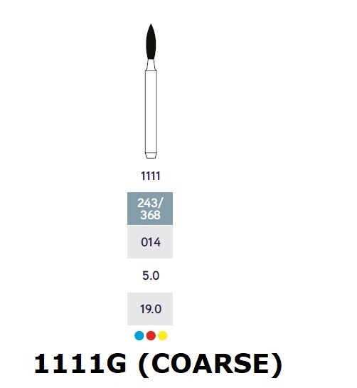 MICRODONT Flame shape 1111G (COARSE) FG diamond burs 10/pk Made in Brazil