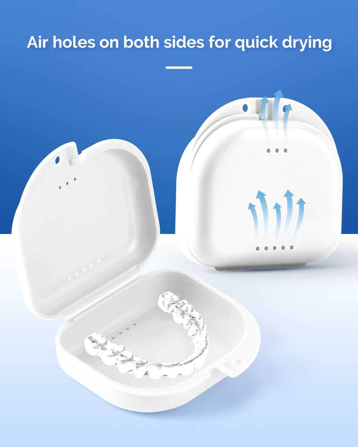 JMU Retainer Case with Vent Holes, Orthodontic Storage Case, White/Black