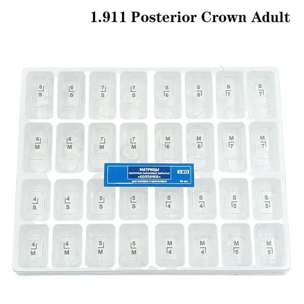 Dental 64Pcs Adult Resin Temporary Transparent Crowns TOR VM 1.910/1.911 Opt Kit