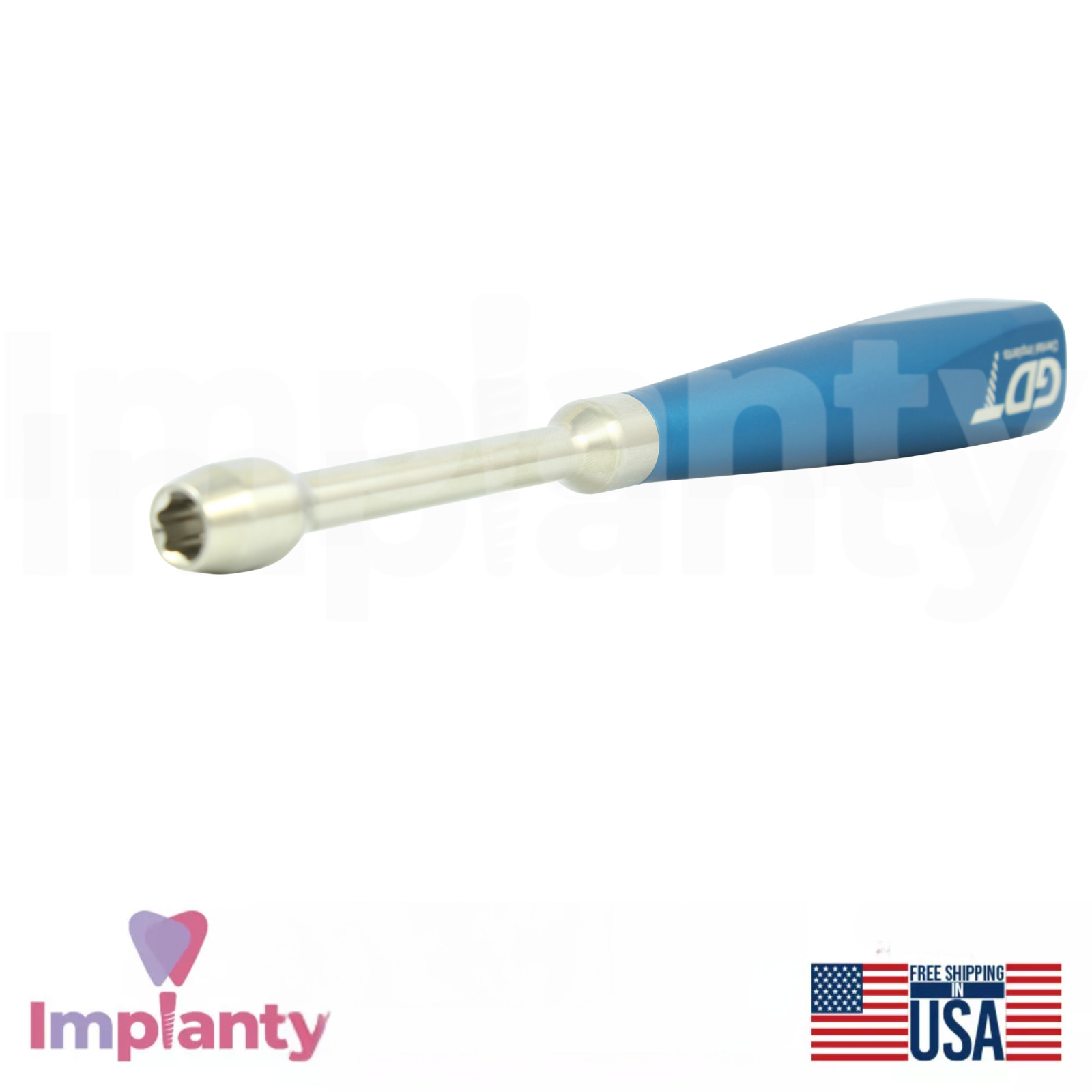 GDT Long Hand Dental Wrench Driver Adapter 6.35mm Hex Size Stainless Steel