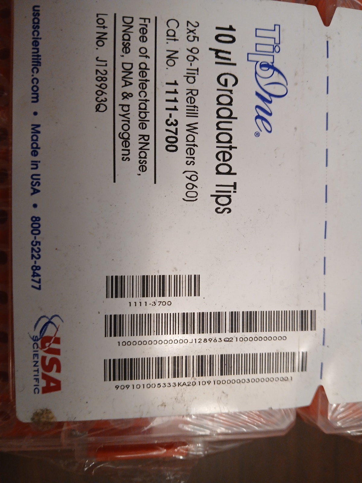 USA Scientific 10uL Natural Graduated Pipette Tip Refills Wafers 1111-3700