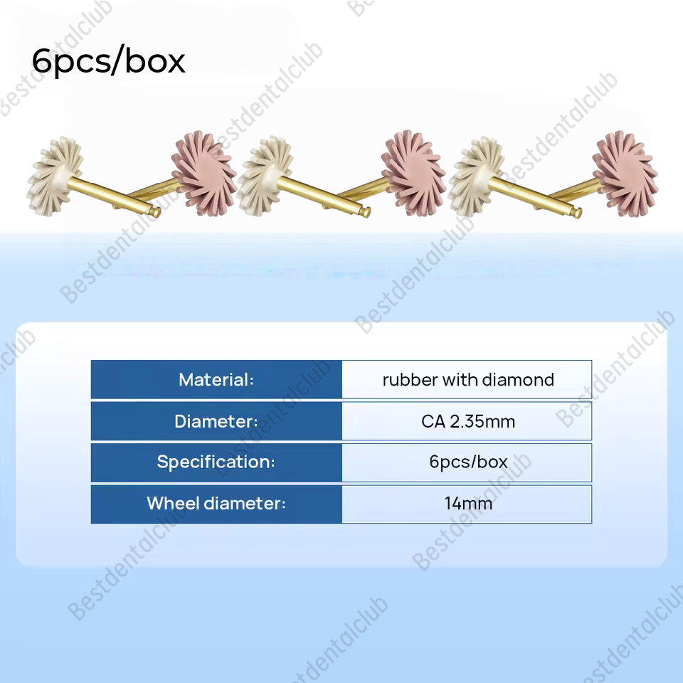 6Pc Dental Composite Polishing Wheel Kit 2-Step Polishing Diamond System RA Disc