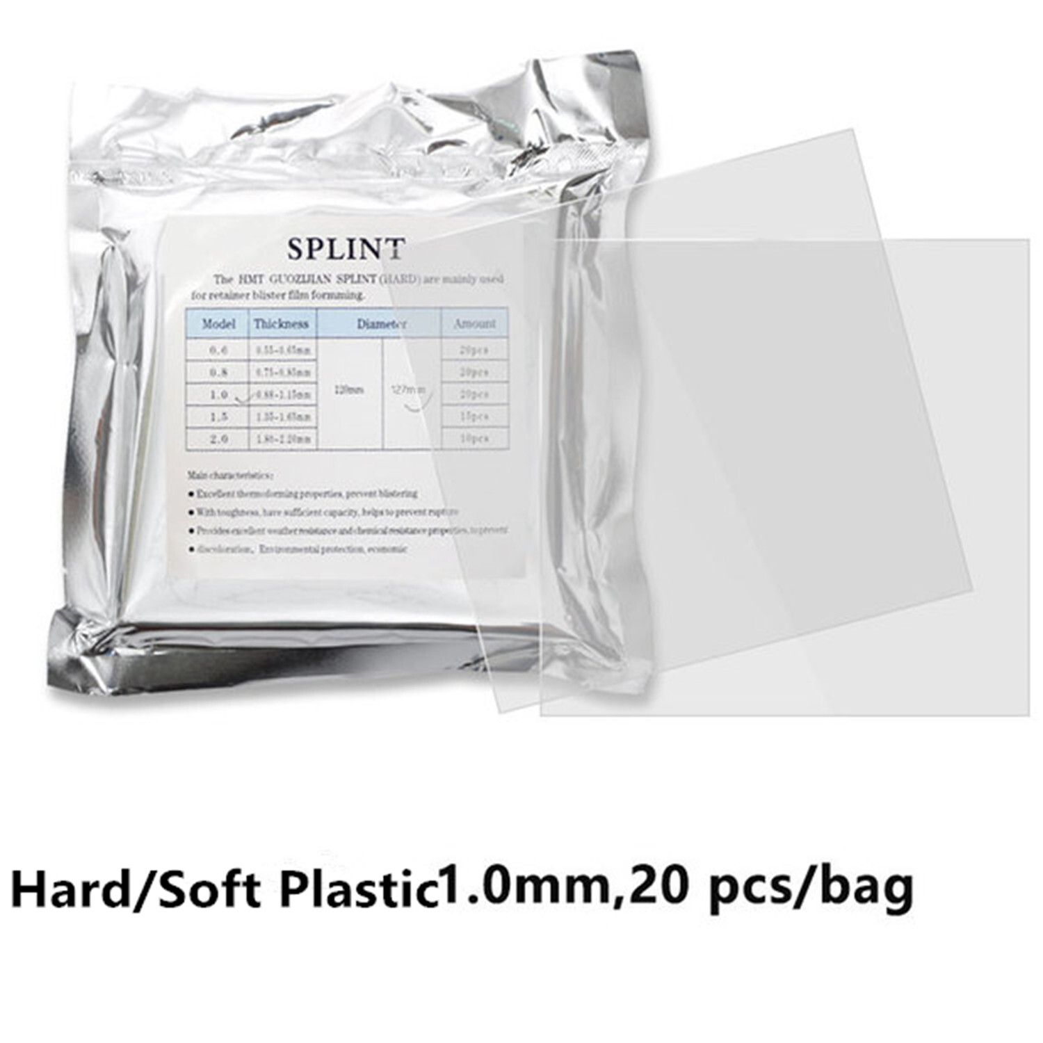 1.0mm Dental Vacuum Forming Sheet Square Dental Splint Retainer Slice Hard/Soft