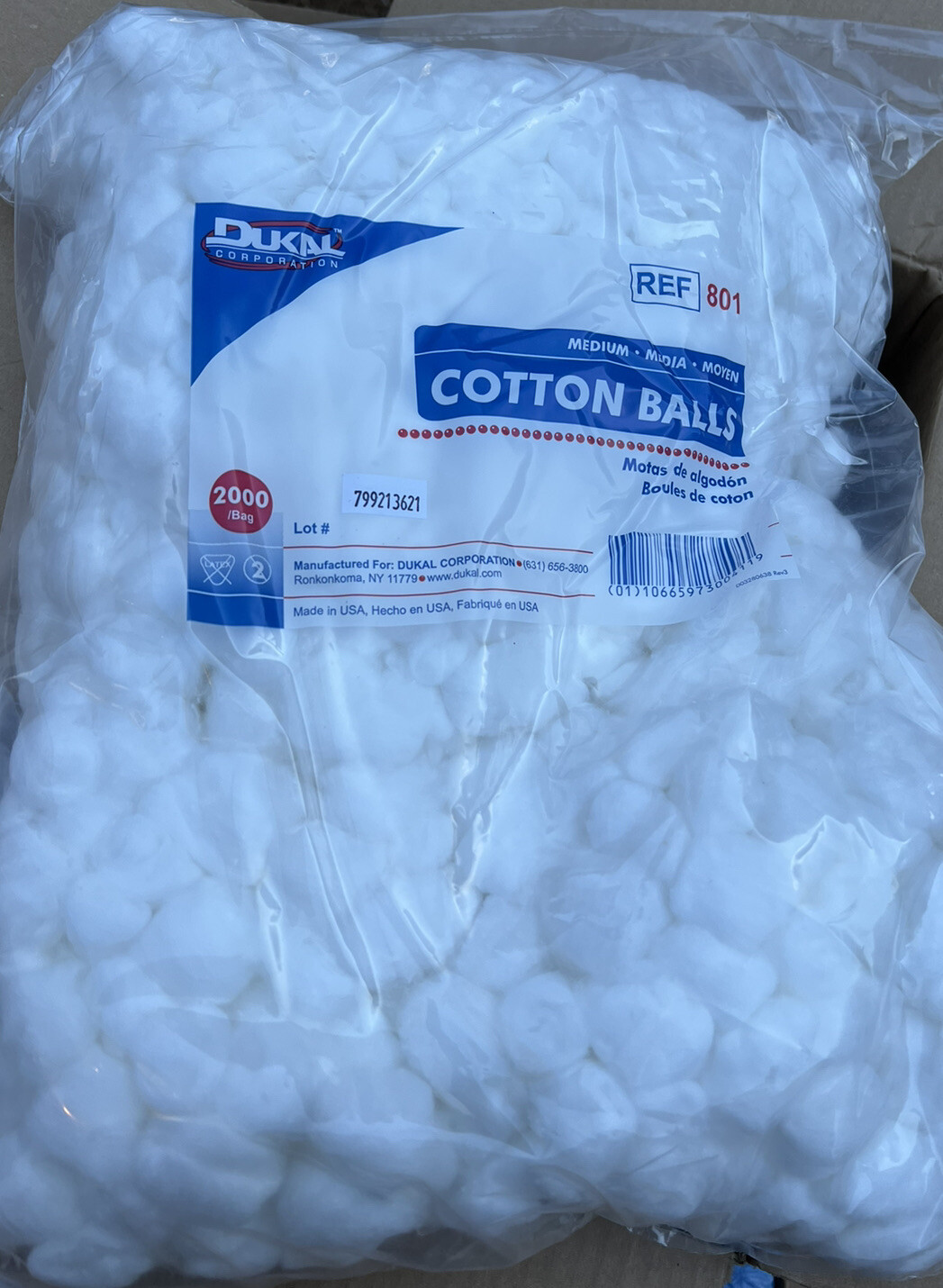 2 Bags Dukal Cotton Balls 2,000 Per Pack.