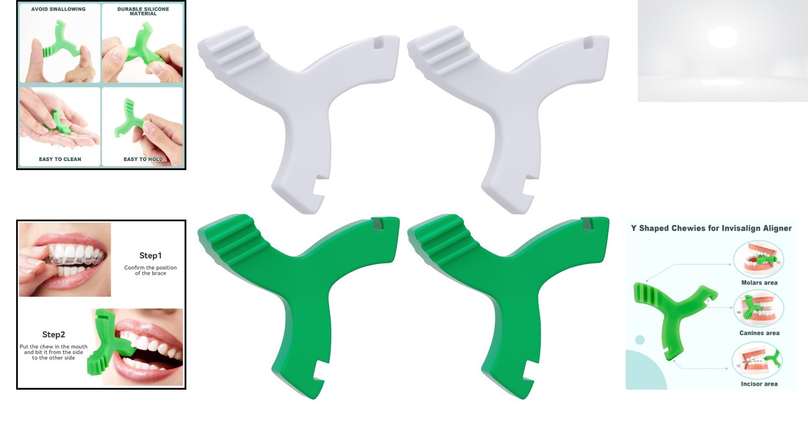 Aligner Chewies for Invisalign 4 Pack Y-Shaped Tray Seaters Mint Unscented De…