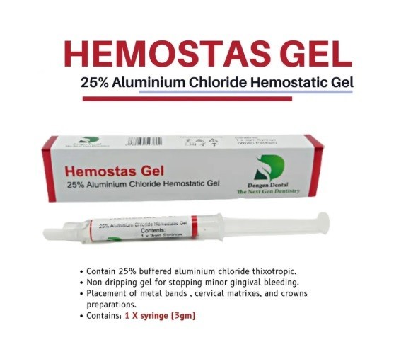 Dental HEMOSTAL GEL Gingival Retraction To Stop Minor Gingival Bleed 3g HEMOSTAS