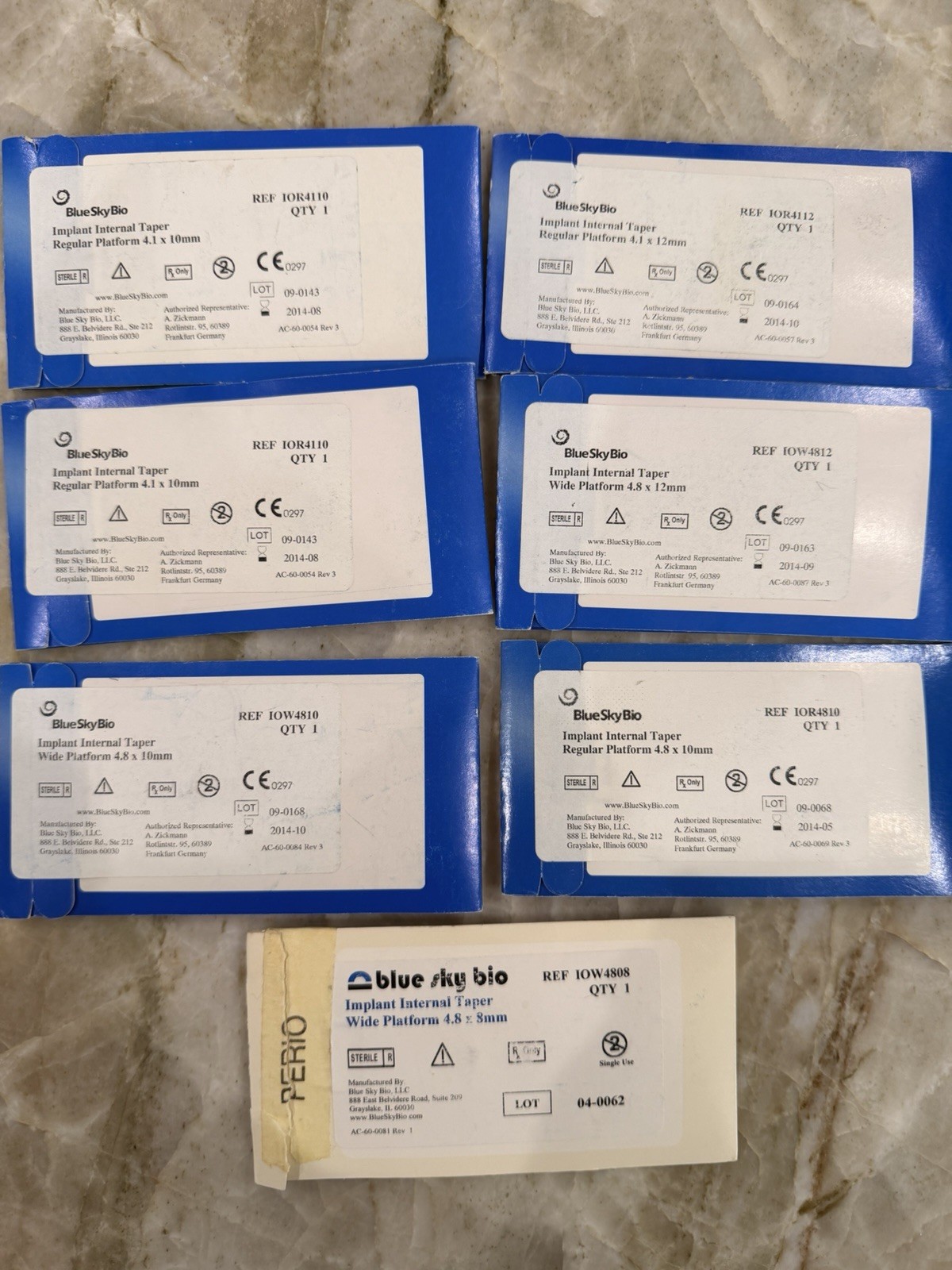 BlueSkyBio Dental Imp, For Lab Learning Teaching EXPIRED Lot Of 7
