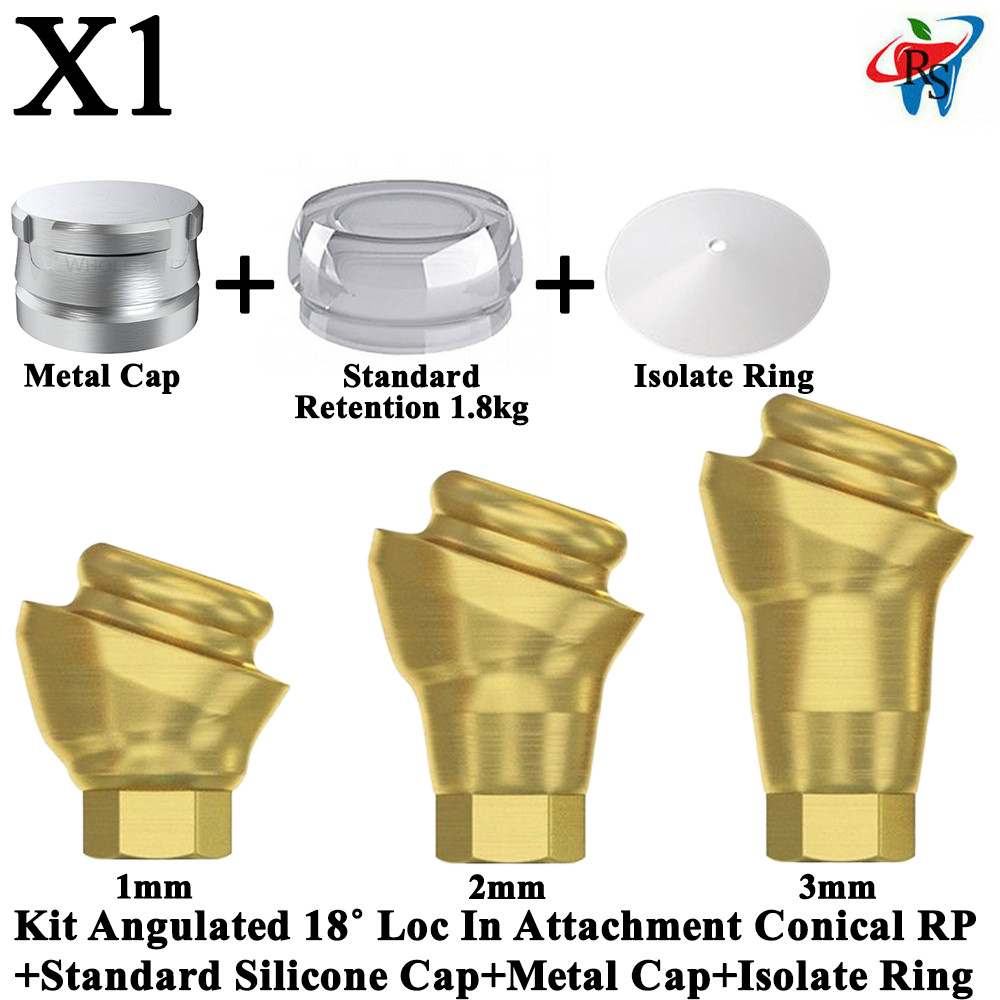 1x Kit Angulated 18˚ Loc In Attachment Conical RP Standard Silicone Cap Ring