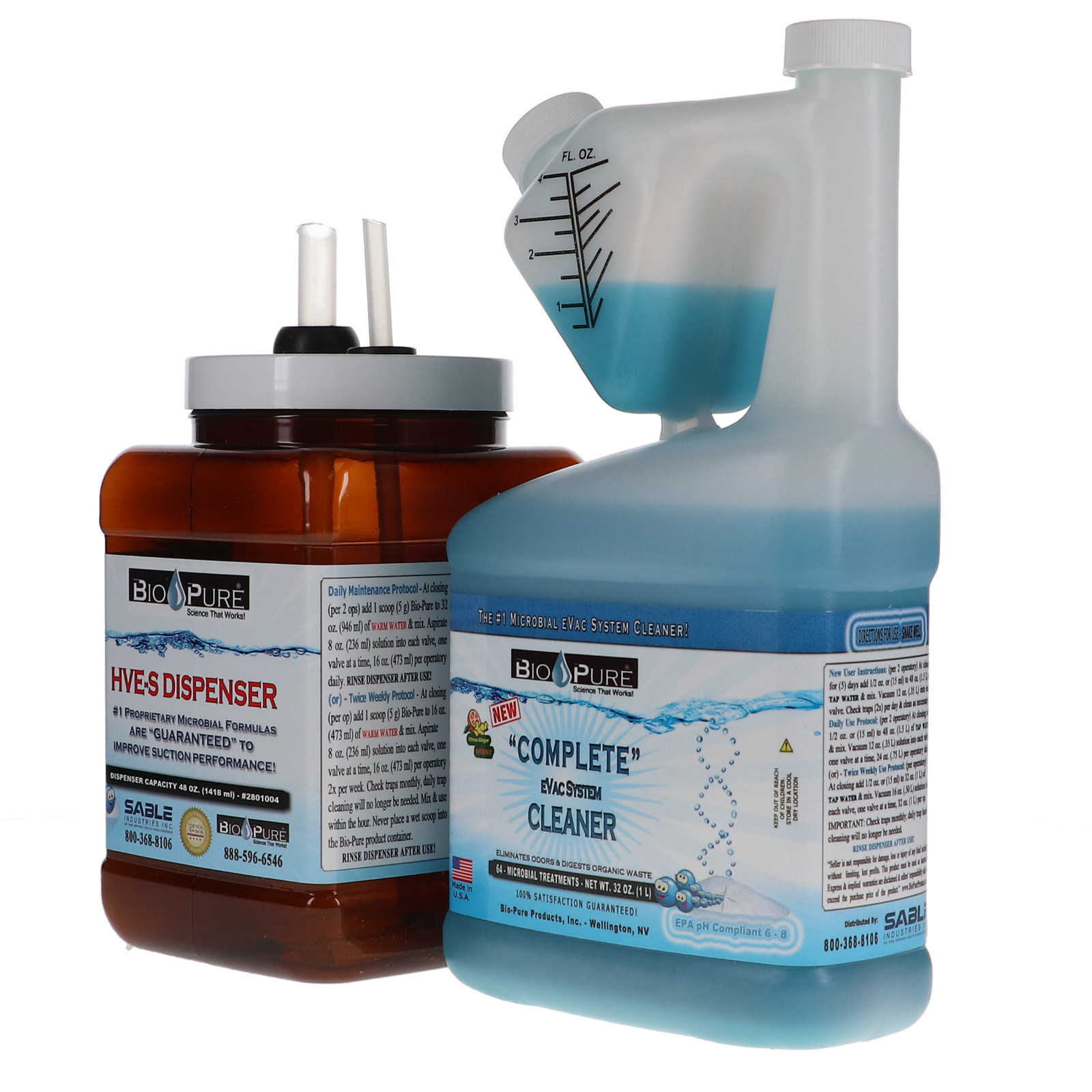 Sable 2801405 Bio-Pure eVac System Liquid Cleaner Starter Kit 32 Oz EXP Nov 2026