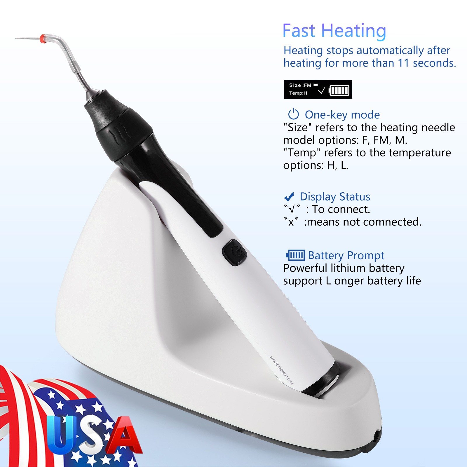 Dental Obturation System Endo Gun Heated Pen Percha Gutta +Buchanan Hand Plugger